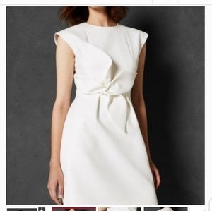 Ted Baker cap sleeve structured bow dress, Ivory, TB size 2